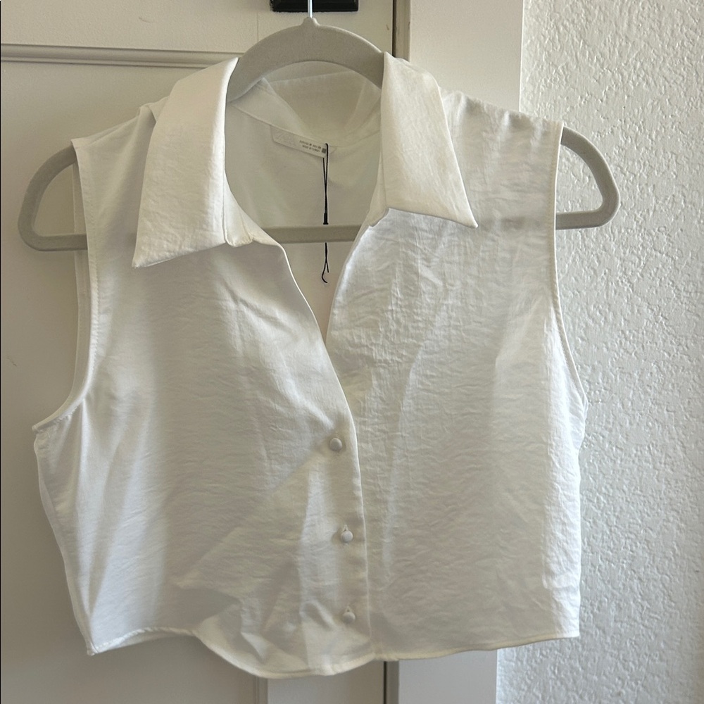 Zara White Button-Up Top